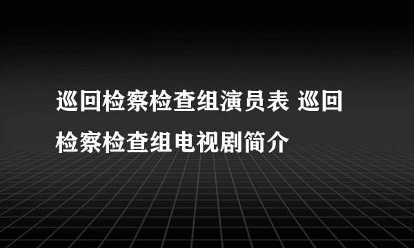 巡回检察检查组演员表 巡回检察检查组电视剧简介