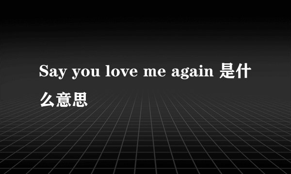 Say you love me again 是什么意思