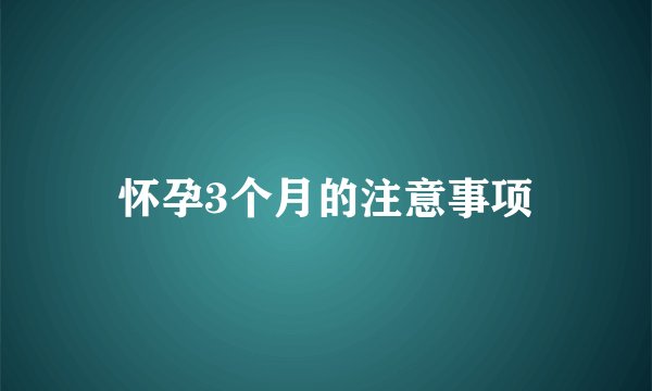 怀孕3个月的注意事项
