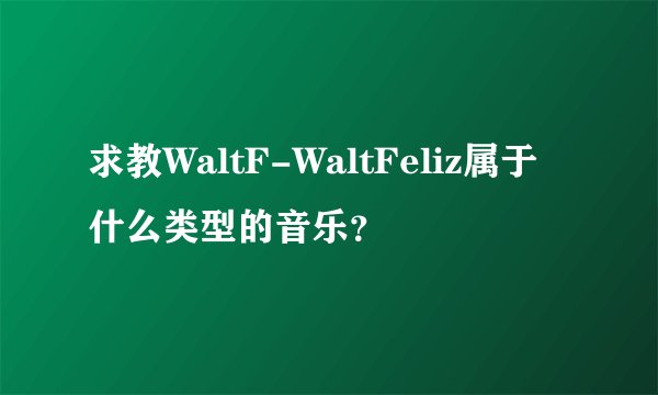 求教WaltF-WaltFeliz属于什么类型的音乐？