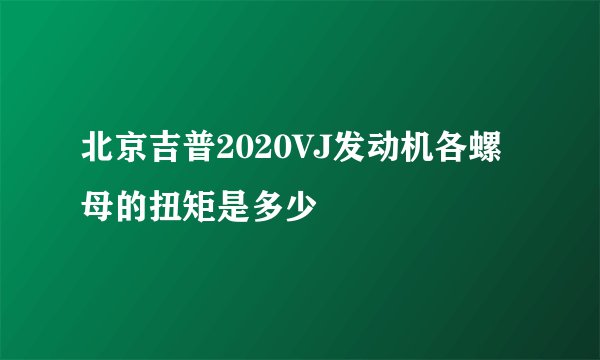 北京吉普2020VJ发动机各螺母的扭矩是多少