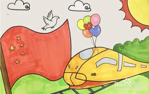 简笔画系列-怎样画关于建国70周年的绘画