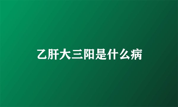乙肝大三阳是什么病