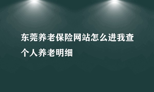 东莞养老保险网站怎么进我查个人养老明细