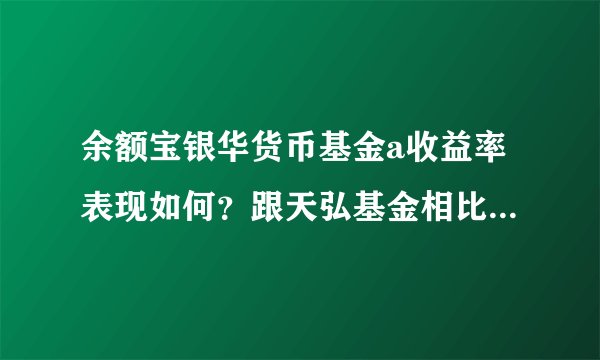 余额宝银华货币基金a收益率表现如何？跟天弘基金相比有优势吗？