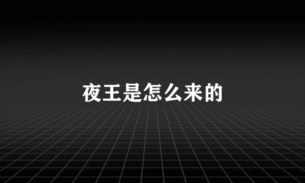 夜王是怎么来的