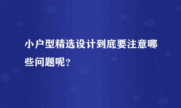 小户型精选设计到底要注意哪些问题呢？