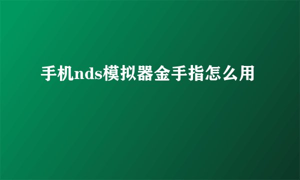手机nds模拟器金手指怎么用