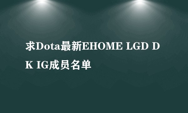 求Dota最新EHOME LGD DK IG成员名单