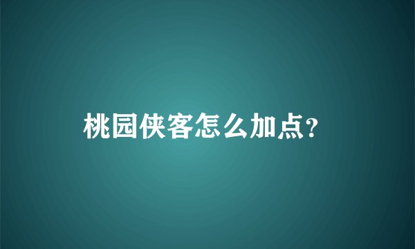 桃园侠客怎么加点？