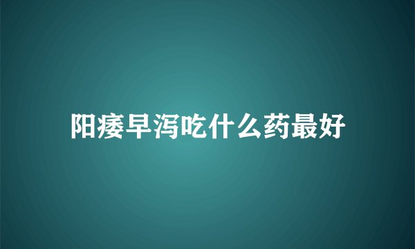 阳痿早泻吃什么药最好