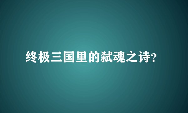 终极三国里的弑魂之诗？