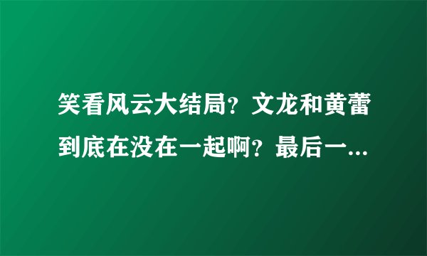 笑看风云大结局？文龙和黄蕾到底在没在一起啊？最后一个镜头什么意思呢？