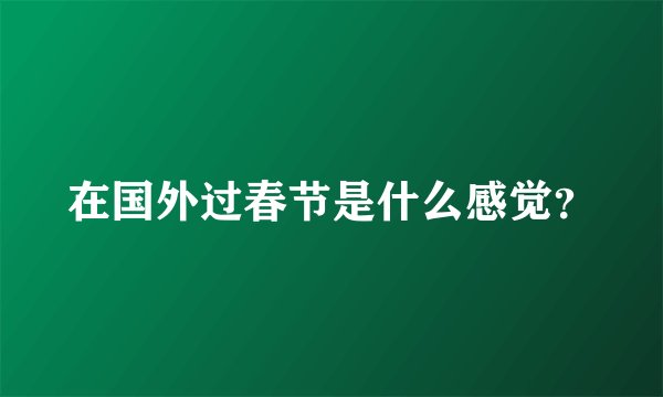 在国外过春节是什么感觉？