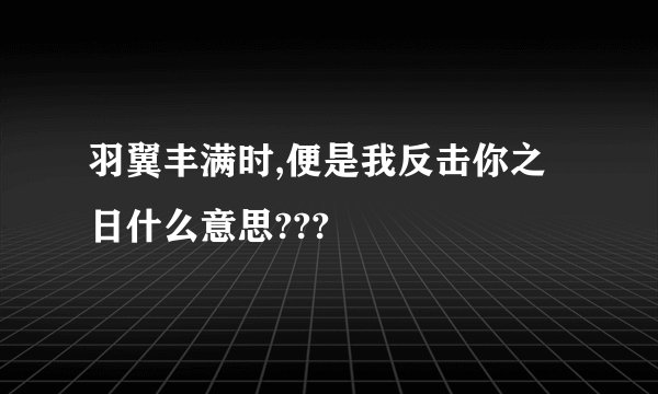 羽翼丰满时,便是我反击你之日什么意思???