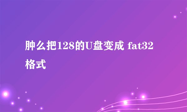 肿么把128的U盘变成 fat32格式