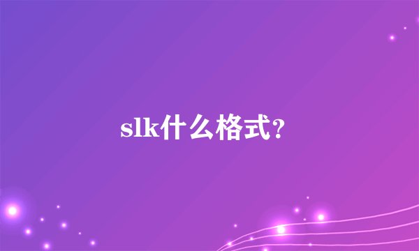 slk什么格式？