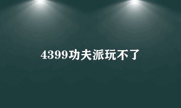 4399功夫派玩不了