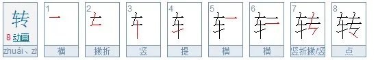 转的笔顺笔画顺序