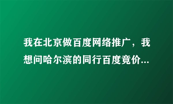 我在北京做百度网络推广，我想问哈尔滨的同行百度竟价排名在哈尔滨市场如何？我有意去哈尔滨做