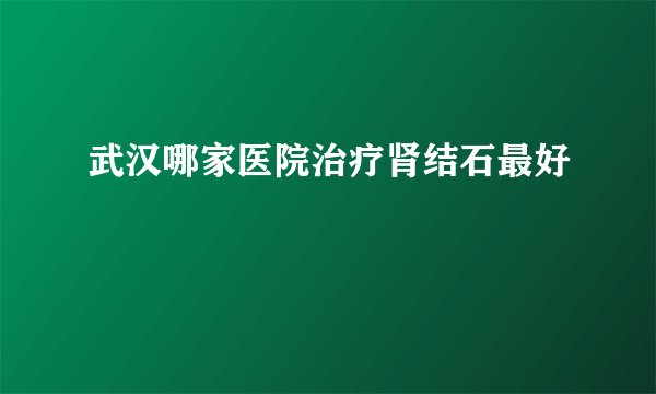 武汉哪家医院治疗肾结石最好