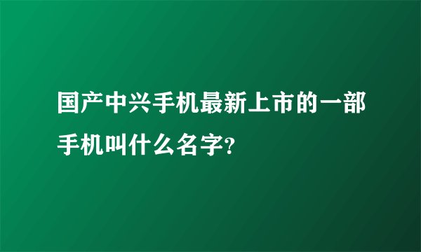 国产中兴手机最新上市的一部手机叫什么名字？