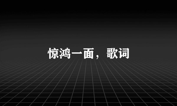 惊鸿一面，歌词