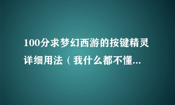 100分求梦幻西游的按键精灵详细用法（我什么都不懂最好详细点）