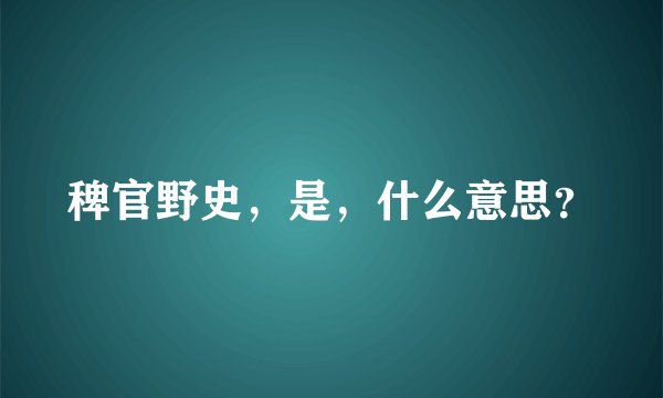 稗官野史，是，什么意思？