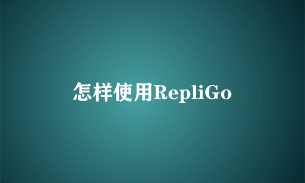 怎样使用RepliGo