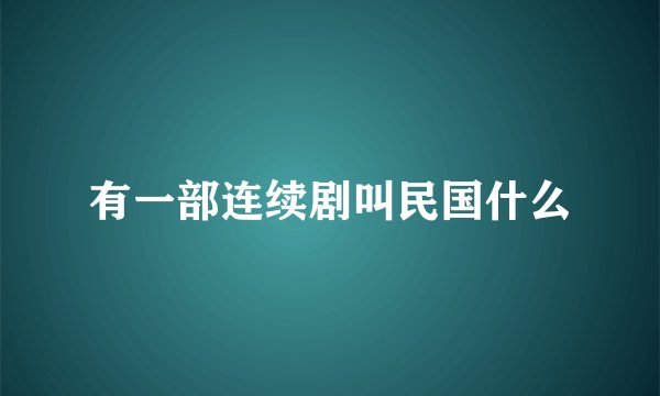 有一部连续剧叫民国什么
