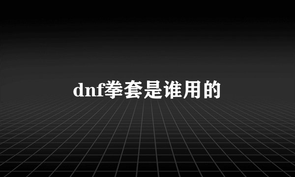 dnf拳套是谁用的