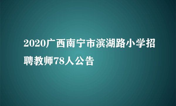2020广西南宁市滨湖路小学招聘教师78人公告