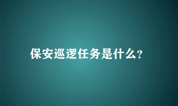 保安巡逻任务是什么？
