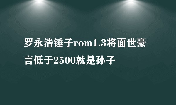 罗永浩锤子rom1.3将面世豪言低于2500就是孙子