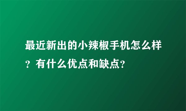 最近新出的小辣椒手机怎么样?有什么优点和缺点?