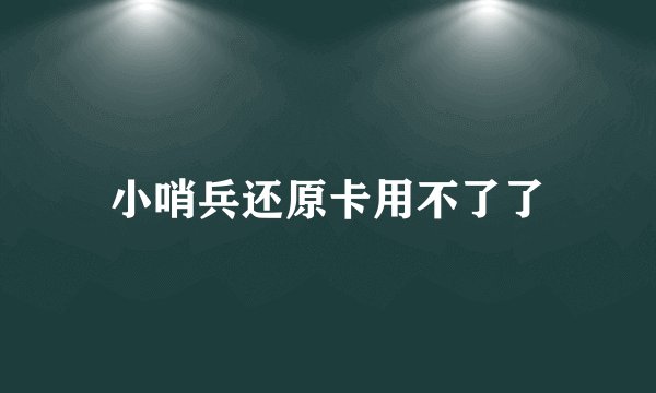 小哨兵还原卡用不了了