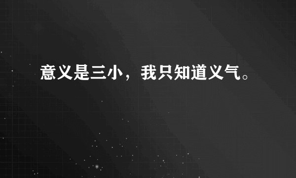 意义是三小，我只知道义气。