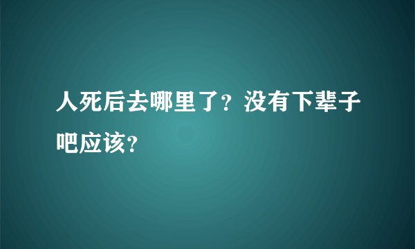 人死后去哪里了？没有下辈子吧应该？