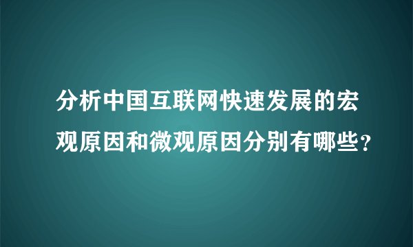 分析中国互联网快速发展的宏观原因和微观原因分别有哪些？