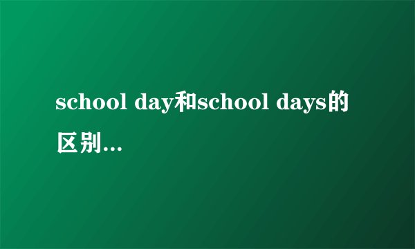 school day和school days的区别,哪个是可数名词