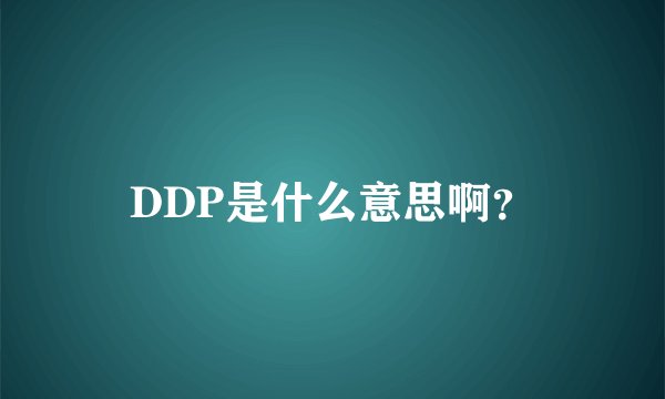 DDP是什么意思啊?