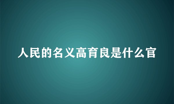 人民的名义高育良是什么官