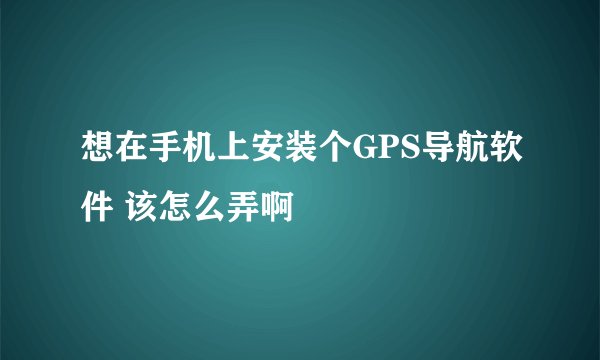 想在手机上安装个GPS导航软件 该怎么弄啊