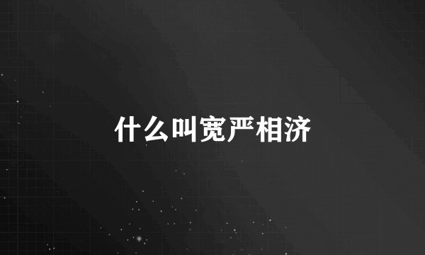 什么叫宽严相济