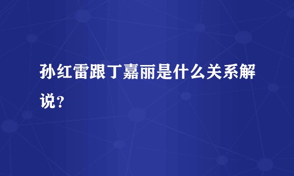 孙红雷跟丁嘉丽是什么关系解说？